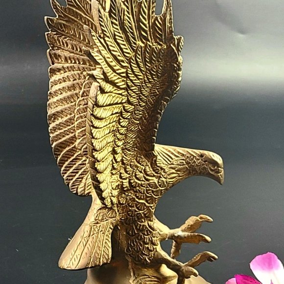 Vintage Solid Brass Leonard - Beautiful Eagle Figurine - 11"H, 6"Across